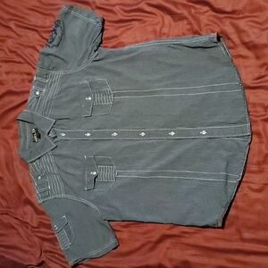 Helix Gray Short Sleeve Button Up Shirt